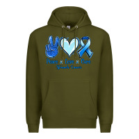 Army Green Peace Love Cure Stomach Cancer Premium Hoodie - Jasminsmagicworld