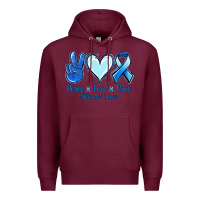 Burgundy Peace Love Cure Stomach Cancer Premium Hoodie - Jasminsmagicworld