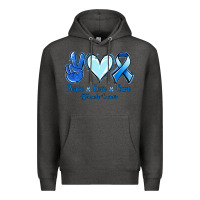 Charcoal Heather Peace Love Cure Stomach Cancer Premium Hoodie - Jasminsmagicworld