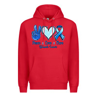 Red Peace Love Cure Stomach Cancer Premium Hoodie - Jasminsmagicworld