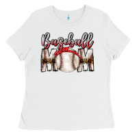 White Baseball Mom Ladies Tee - CowhideDigitalArt