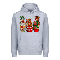 Heather Grey Christmas coffee gnome Premium Hoodie - BarkalooDesign