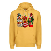 Mustard Christmas coffee gnome Premium Hoodie - BarkalooDesign