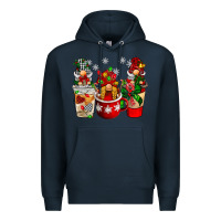 Navy Christmas coffee gnome Premium Hoodie - BarkalooDesign