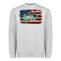 Heather Grey American Flag Fish Heavyweight Sweatshirt - Jasminsmagicworld