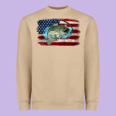 American Flag Fish Heavyweight Sweatshirt Designed By Jasminsmagicworld