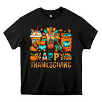Black Happy Thanksgiving Coffee Cups Heavy Core Tee - FaDigitalArtStudio