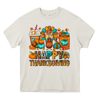Cream Happy Thanksgiving Coffee Cups Heavy Core Tee - FaDigitalArtStudio