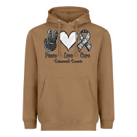 Toasted Coconut Peace Love Cure Carcinoid Cancer Heavyweight Hoodie - Jasminsmagicworld