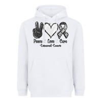 White Peace Love Cure Carcinoid Cancer Heavyweight Hoodie - Jasminsmagicworld