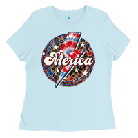 Baby Blue Western Merica Patriotic 4th of July Ladies Tee - LillyAllenDesigns