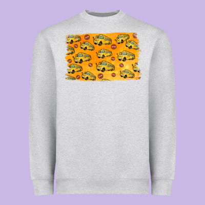 School Bus Pattern Heavyweight Sweatshirt Designed By Jasminsmagicworld