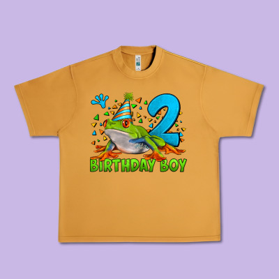 Birthday Boy Frog Age 2 Urban Heavy Tee Designed By Lillyallendesigns