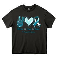 Asphalt Peace Love Cure Cervical Cancer Heavy Core Tee - Jasminsmagicworld