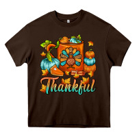 Chocolate Brown Thankful Thanksgiving Coffee Mug Heavy Core Tee - FaDigitalArtStudio