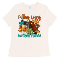 Falling Leaves Football Please Ladies Tee | Teevron