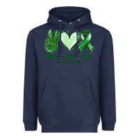 Navy Peace Love Cure Liver Cancer Heavyweight Hoodie - Jasminsmagicworld