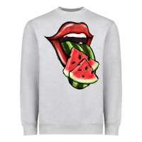 Heather Grey Watermelon Tongue Heavyweight Sweatshirt - Jasminsmagicworld