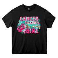 Black Cancer picked the wrong girl Breast Cancer Heavy Core Tee - FaDigitalArtStudio