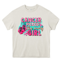 Cream Cancer picked the wrong girl Breast Cancer Heavy Core Tee - FaDigitalArtStudio