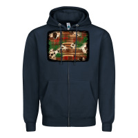Navy christmas buffalo plaid cowhide background Zipper Hoodie - Jasminsmagicworld