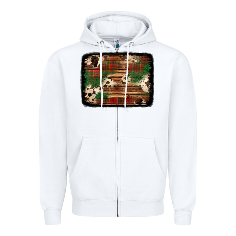 Christmas Buffalo Plaid Cowhide Background Zipper Hoodie by Jasminsmagicworld | Teevron