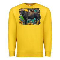 Lemon black angus bull with aztec and farm background Premium Sweatshirt - RanaPortraitStore