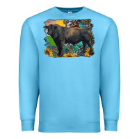 Ocean Blue black angus bull with aztec and farm background Premium Sweatshirt - RanaPortraitStore