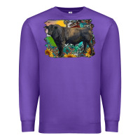 Purple black angus bull with aztec and farm background Premium Sweatshirt - RanaPortraitStore