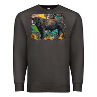 Smoke black angus bull with aztec and farm background Premium Sweatshirt - RanaPortraitStore