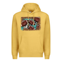Antique Gold American football leopard cowhide turquoise  leather background Premium Hoodie - BarkalooDesign