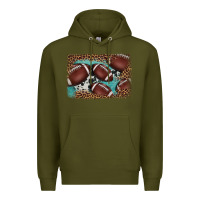 Army Green American football leopard cowhide turquoise  leather background Premium Hoodie - BarkalooDesign