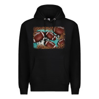 Black American football leopard cowhide turquoise  leather background Premium Hoodie - BarkalooDesign
