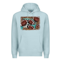 Blue Mist American football leopard cowhide turquoise  leather background Premium Hoodie - BarkalooDesign
