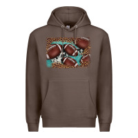 Coffee American football leopard cowhide turquoise  leather background Premium Hoodie - BarkalooDesign