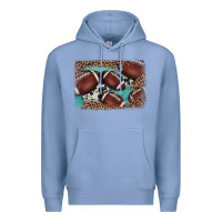 Colony Blue American football leopard cowhide turquoise  leather background Premium Hoodie - BarkalooDesign