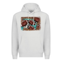 Dove Grey American football leopard cowhide turquoise  leather background Premium Hoodie - BarkalooDesign