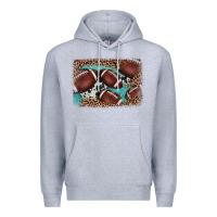 Heather Grey American football leopard cowhide turquoise  leather background Premium Hoodie - BarkalooDesign