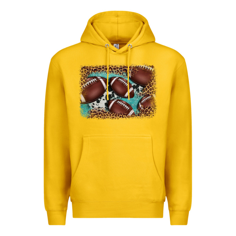 American Football Leopard Cowhide Turquoise  Leather Background Premium Hoodie by BarkalooDesign | Teevron