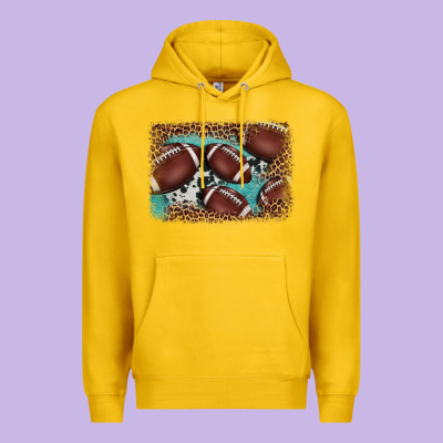 American Football Leopard Cowhide Turquoise  Leather Background Premium Hoodie Designed By Barkaloodesign