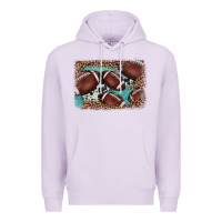 Lilac American football leopard cowhide turquoise  leather background Premium Hoodie - BarkalooDesign
