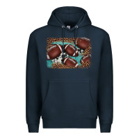 Navy American football leopard cowhide turquoise  leather background Premium Hoodie - BarkalooDesign