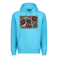 Ocean Blue American football leopard cowhide turquoise  leather background Premium Hoodie - BarkalooDesign