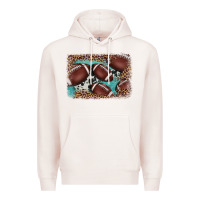 Pale Pink American football leopard cowhide turquoise  leather background Premium Hoodie - BarkalooDesign
