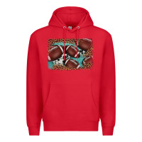 Red American football leopard cowhide turquoise  leather background Premium Hoodie - BarkalooDesign