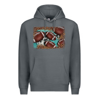 Rock American football leopard cowhide turquoise  leather background Premium Hoodie - BarkalooDesign
