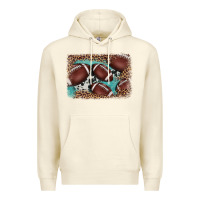 Sandshell American football leopard cowhide turquoise  leather background Premium Hoodie - BarkalooDesign