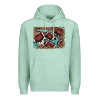 Seafoam American football leopard cowhide turquoise  leather background Premium Hoodie - BarkalooDesign