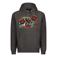 Smoke American football leopard cowhide turquoise  leather background Premium Hoodie - BarkalooDesign
