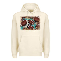 Tofu American football leopard cowhide turquoise  leather background Premium Hoodie - BarkalooDesign